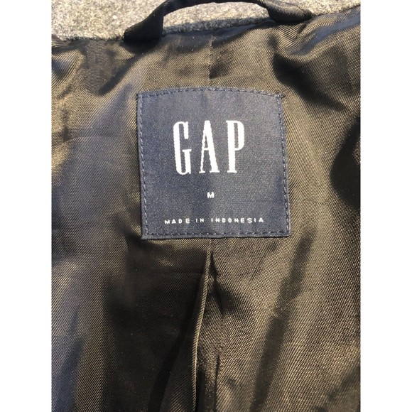 Gap Women's Zip Biker Moto Jacket Charcoal Gray Size M Wool Blend Cropped Zipper - Picture 3 of 5